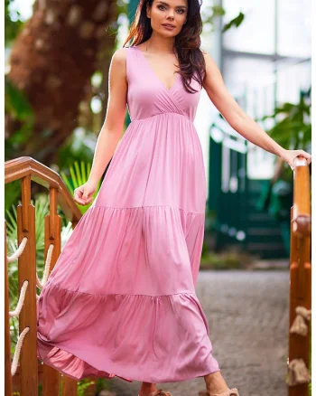 Rochie dama,  Viscoza, A581, Roz murdar