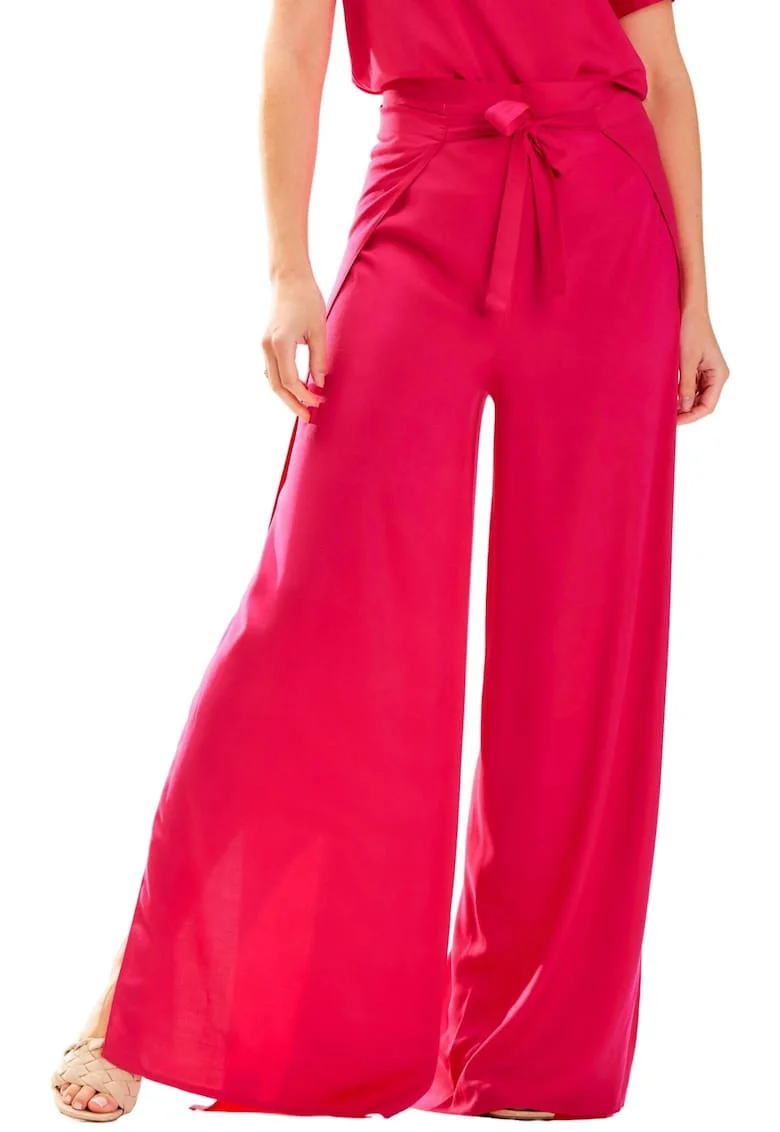 Pantaloni dama,  Viscoza/Poliester, Fucsia