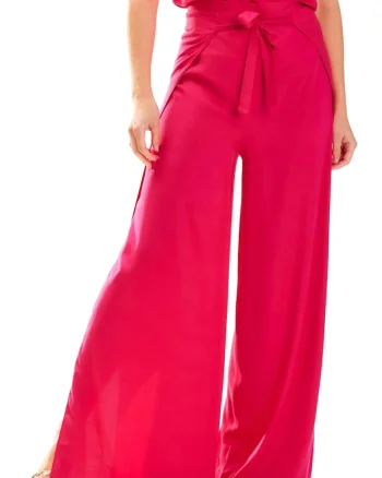 Pantaloni dama,  Viscoza/Poliester, Fucsia