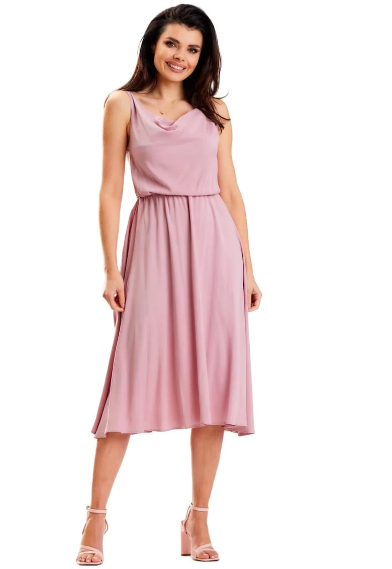 Rochie A579,  Viscoza/Poliester, Roz