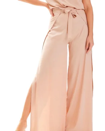 Pantaloni dama,  Viscoza/Poliester, Bej