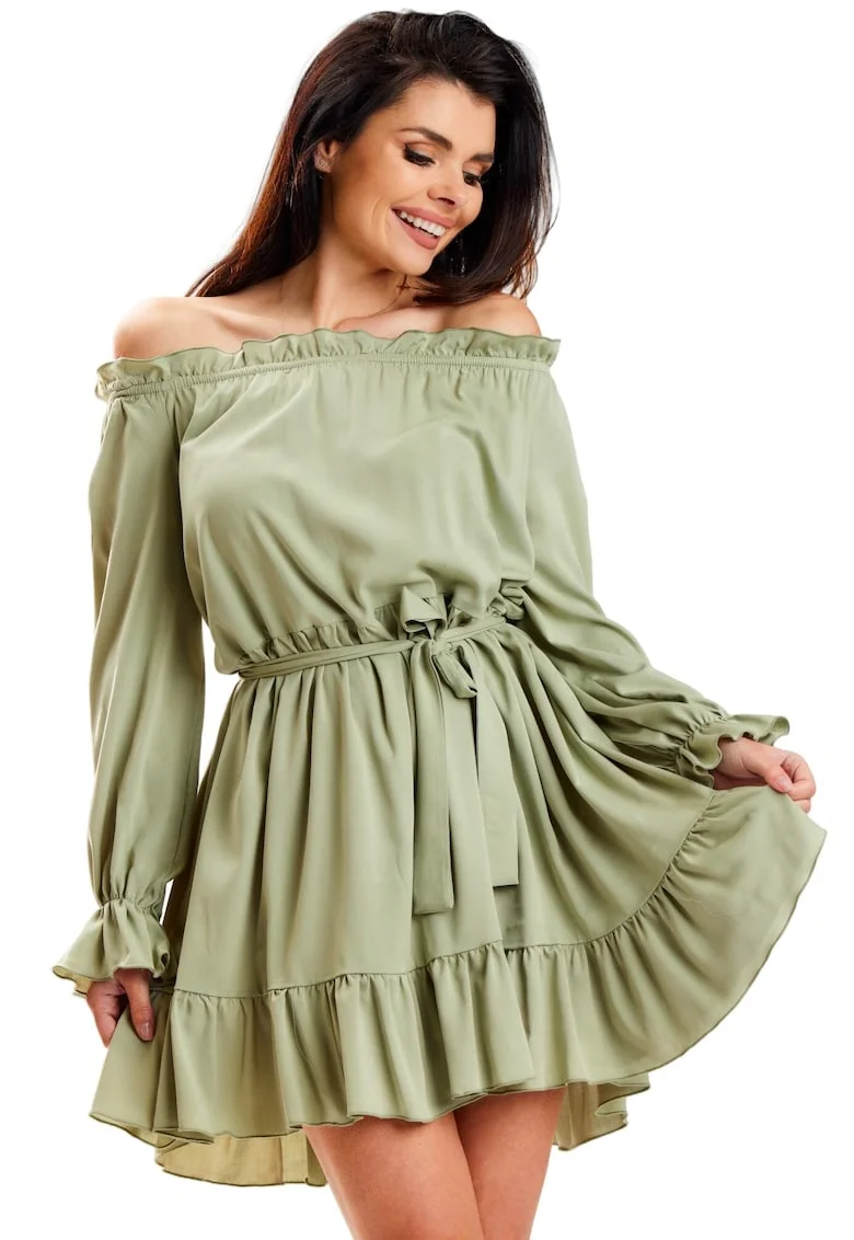 Rochie A578,  Viscoza/Poliester, Verde