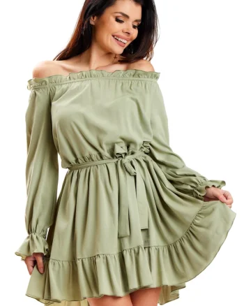 Rochie A578,  Viscoza/Poliester, Verde