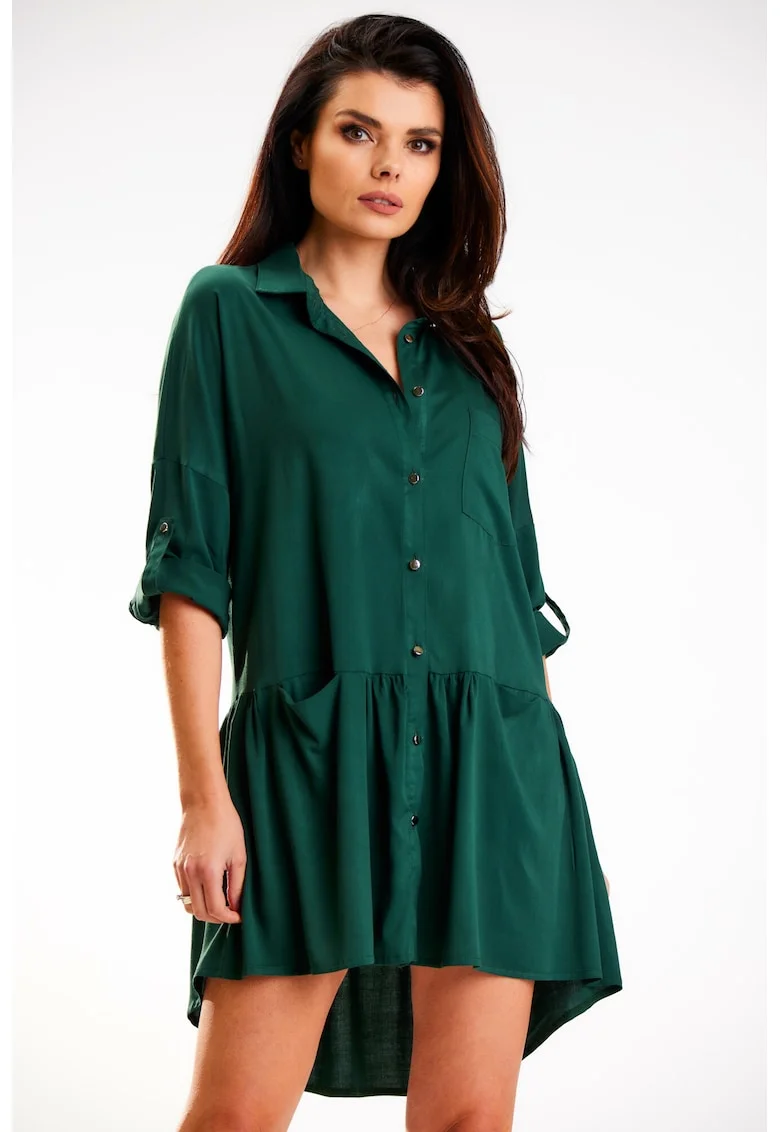 Rochie dama,  Viscoza, A584 - Verde sticla -