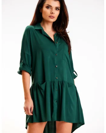 Rochie dama,  Viscoza, A584 - Verde sticla -