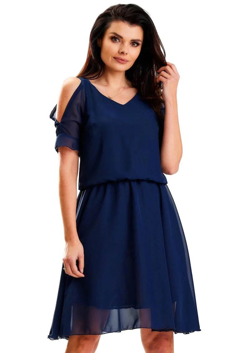 Rochie A572,  Poliester, Bleumarin