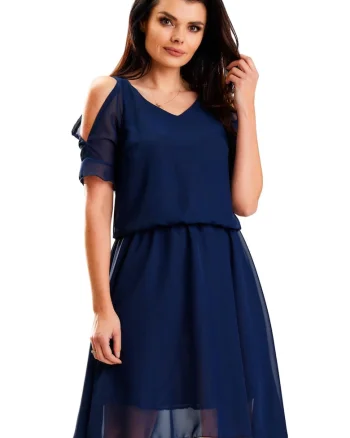 Rochie A572,  Poliester, Bleumarin