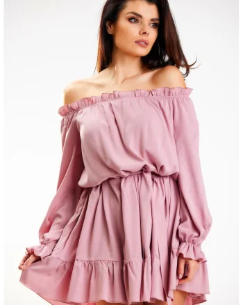 Rochie A578,  Viscoza/Poliester, Roz