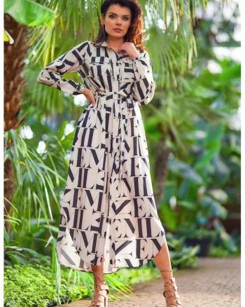 Rochie dama  Poliester, Alb/Negru, A586 - Litere -