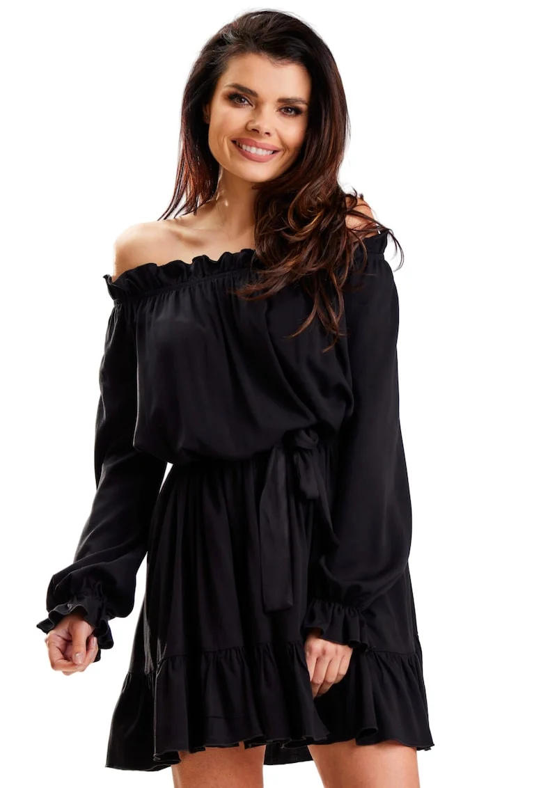 Rochie A578,  Viscoza/Poliester, Negru