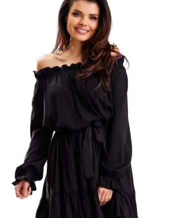 Rochie A578,  Viscoza/Poliester, Negru