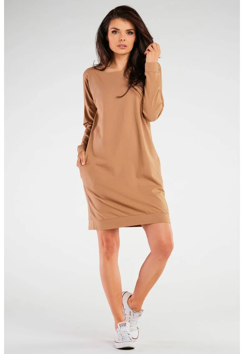 Rochie dama,  Bumbac/Lycra, Bej