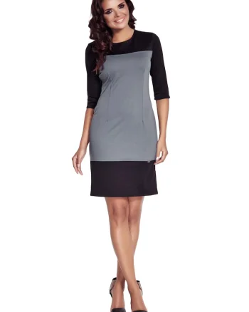 Rochie A078,  Poliester/Elastan, Negru/Albastru