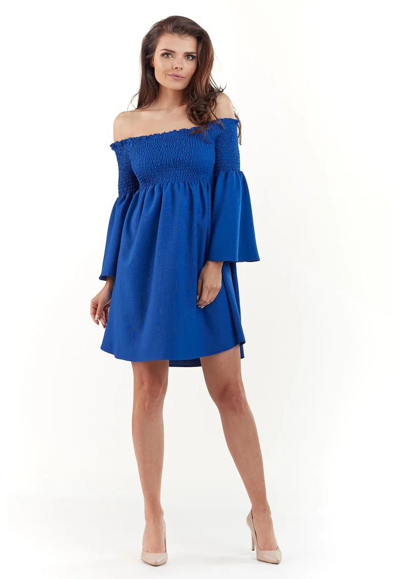Rochie A228,  Poliester, Albastru