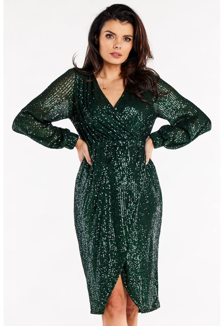 Midi Rochie Maneca lunga, Elegant A565