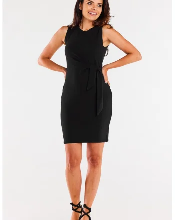 Rochie scurta din bumbac cu prindere laterala decorativa
