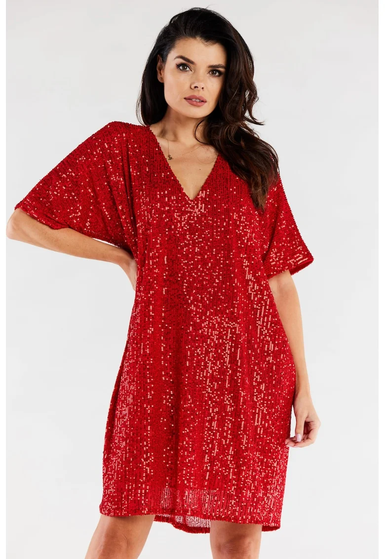 Rochie,  Poliester, Rosu