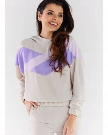 Hanorac dama,  Poliester/Elastan, Bej/Violet