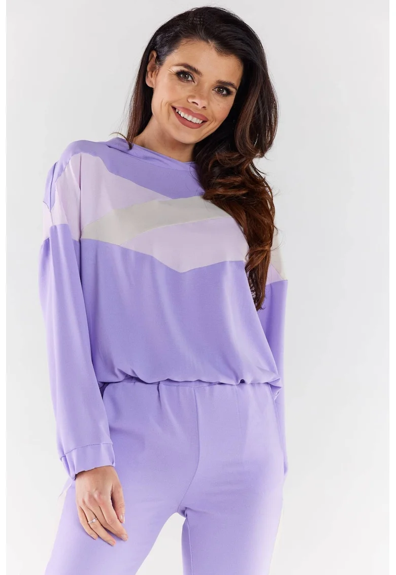 Hanorac dama A497,  Poliester/Elastan, Bej/Violet