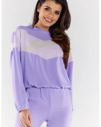Hanorac dama A497,  Poliester/Elastan, Bej/Violet