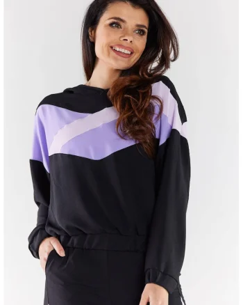 Hanorac dama,  Poliester/Elastan, Negru/Violet