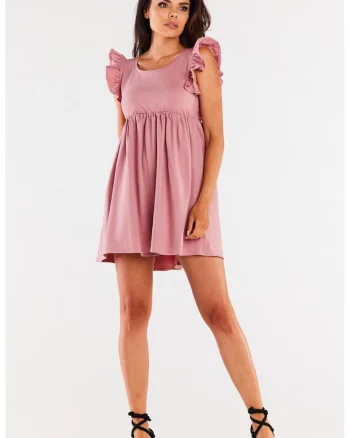 Rochie scurta din bumbac, Roz