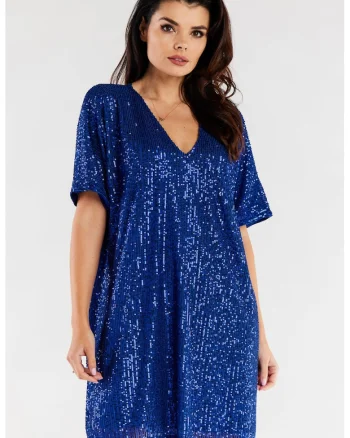 Scurta Rochie Maneca scurta A566, Bleumarin