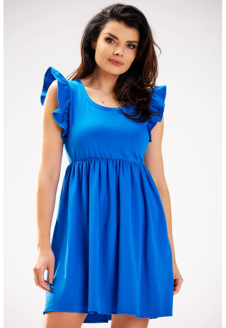 Rochie scurta eleganta de bumbac, Albastru