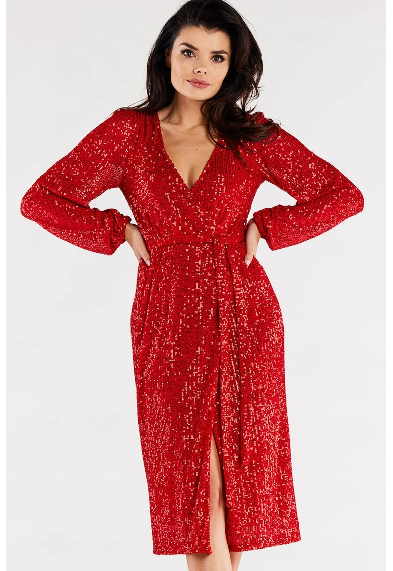Rochie,  Poliester, Rosu, Rosu