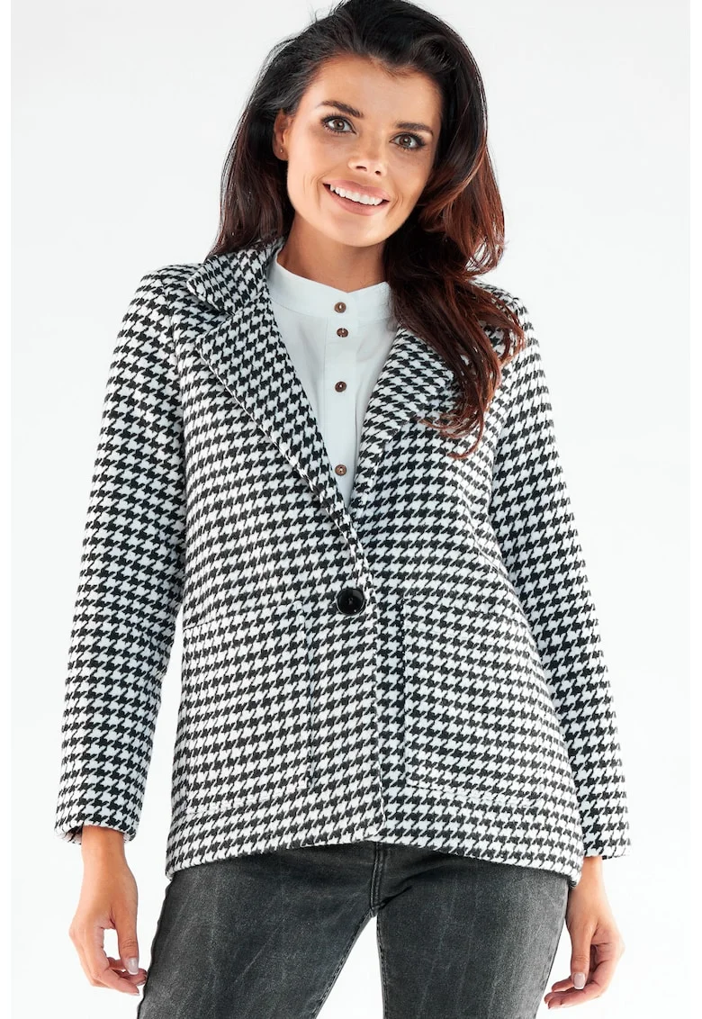 Sacou dama,  Poliester, Alb/Negru, Alb/Negru