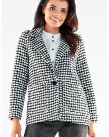 Sacou dama,  Poliester, Alb/Negru, Alb/Negru