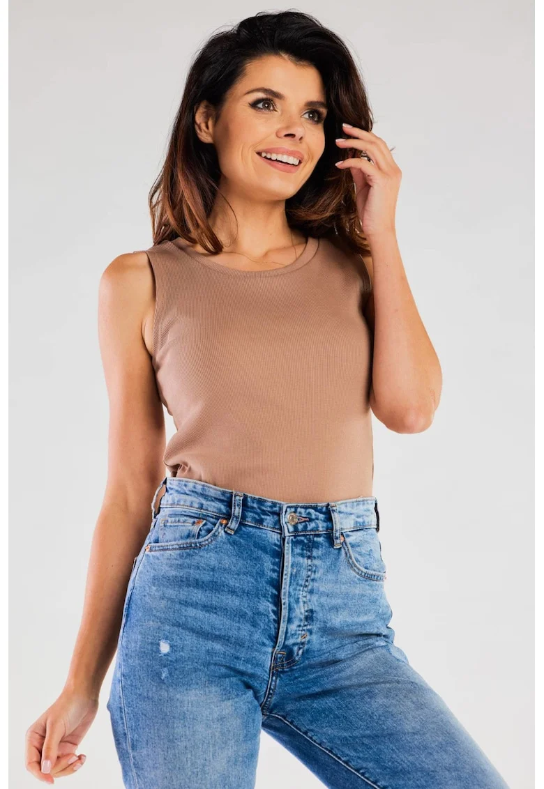 Tricou dama,  Bumbac/Elastan, Bej, Bej