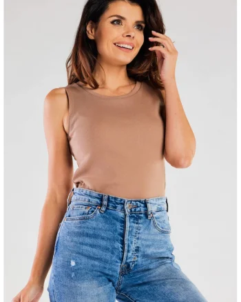 Tricou dama,  Bumbac/Elastan, Bej, Bej