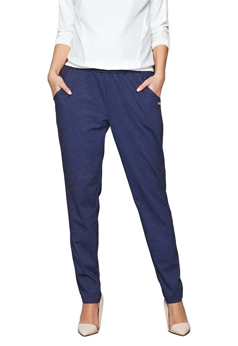 Pantaloni dama,  Viscoza/Poliester/Elastan, Bleumarin