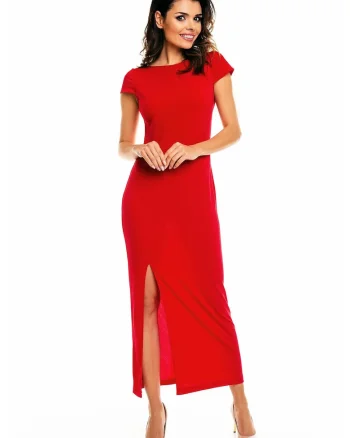 Rochie A136,  Poliester/Elastan, Rosu