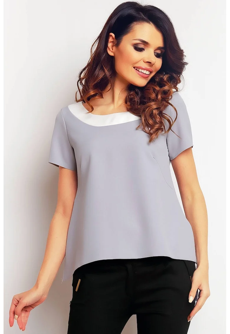 Bluza dama,  Poliester, Gri/Alb