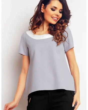 Bluza dama,  Poliester, Gri/Alb