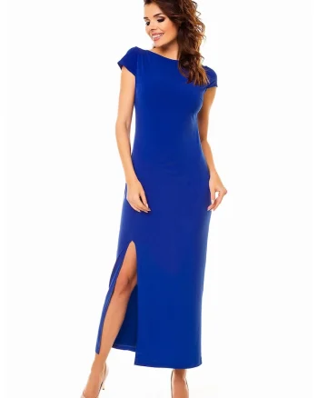 Rochie A136,  Poliester/Elastan, Albastru