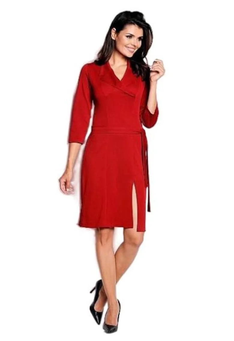 Rochie A151,  Poliester/Elastan, Rosu