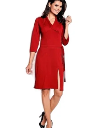 Rochie A151,  Poliester/Elastan, Rosu