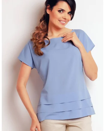 Bluza dama,  Poliester/Elastan, Albastru deschis