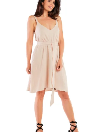 Rochie M261,  M261, Bej, Bumbac