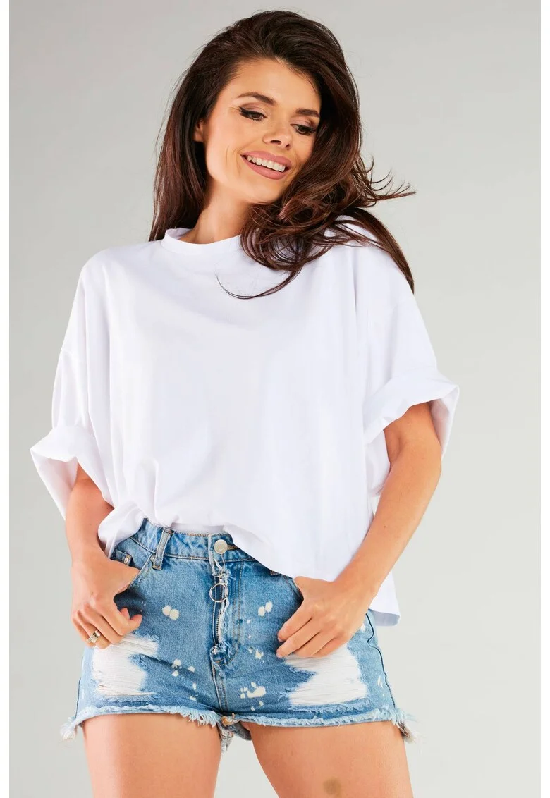 Bluza dama,  Bumbac/Lycra, Alb,