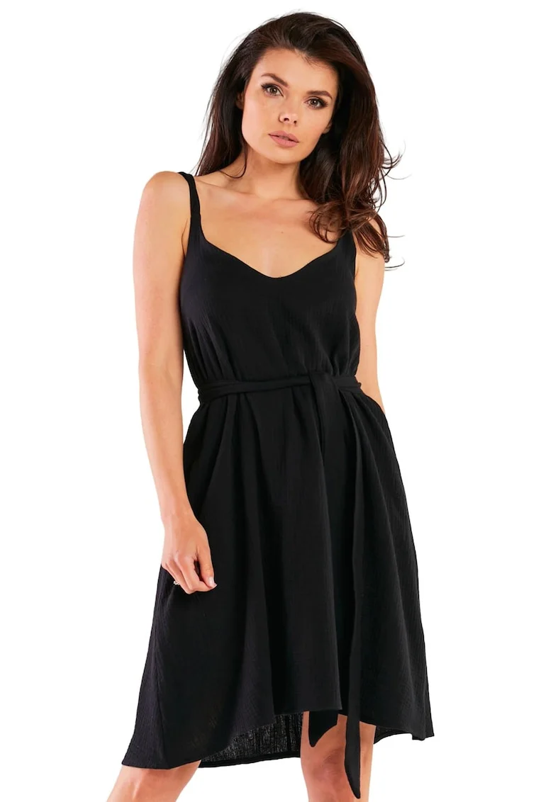Rochie M261,  Negru, Bumbac