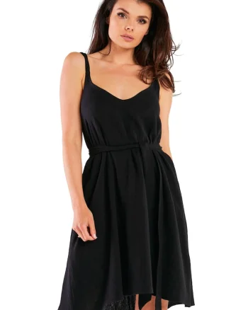 Rochie M261,  Negru, Bumbac