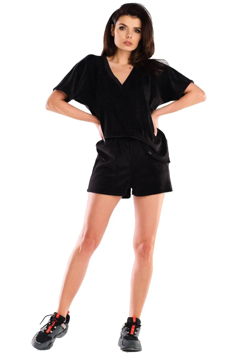 Pantaloni scurti  Poliester, Negru