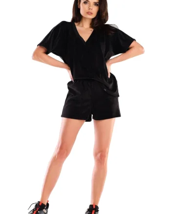 Pantaloni scurti  Poliester, Negru