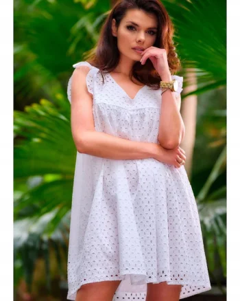 Rochie dama,  Bumbac, Alb