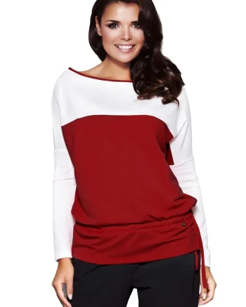Bluza dama,  Poliester/Viscoza, Visiniu/Alb