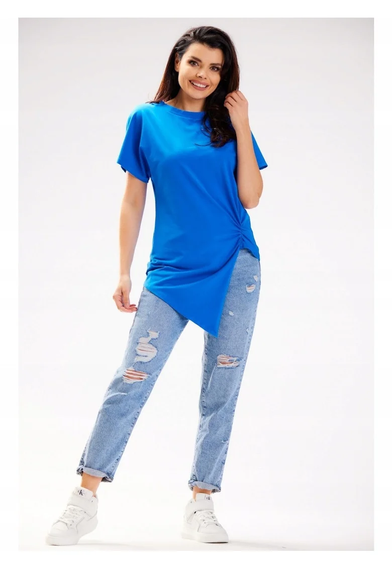 Tricou dama,  Bumbac, Albastru, Albastru